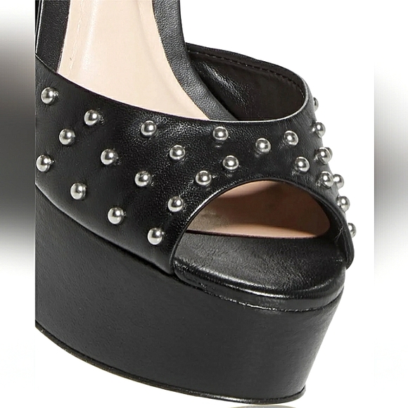 New w/o Box Aqua Cullen Genuine Leather Ankle Strap Platform Studded Sandals - Picture 6 of 7
